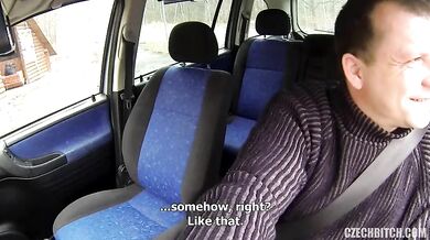 Young slut fucked in the car with older guy