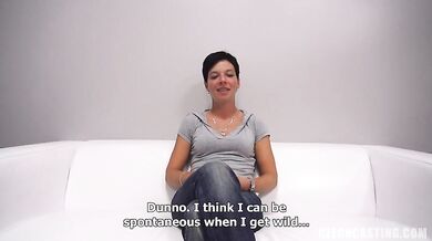 Short-haired amateur fucks at casting