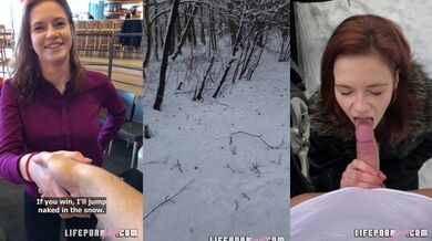 Sophia Traxler fucks outside in the winter